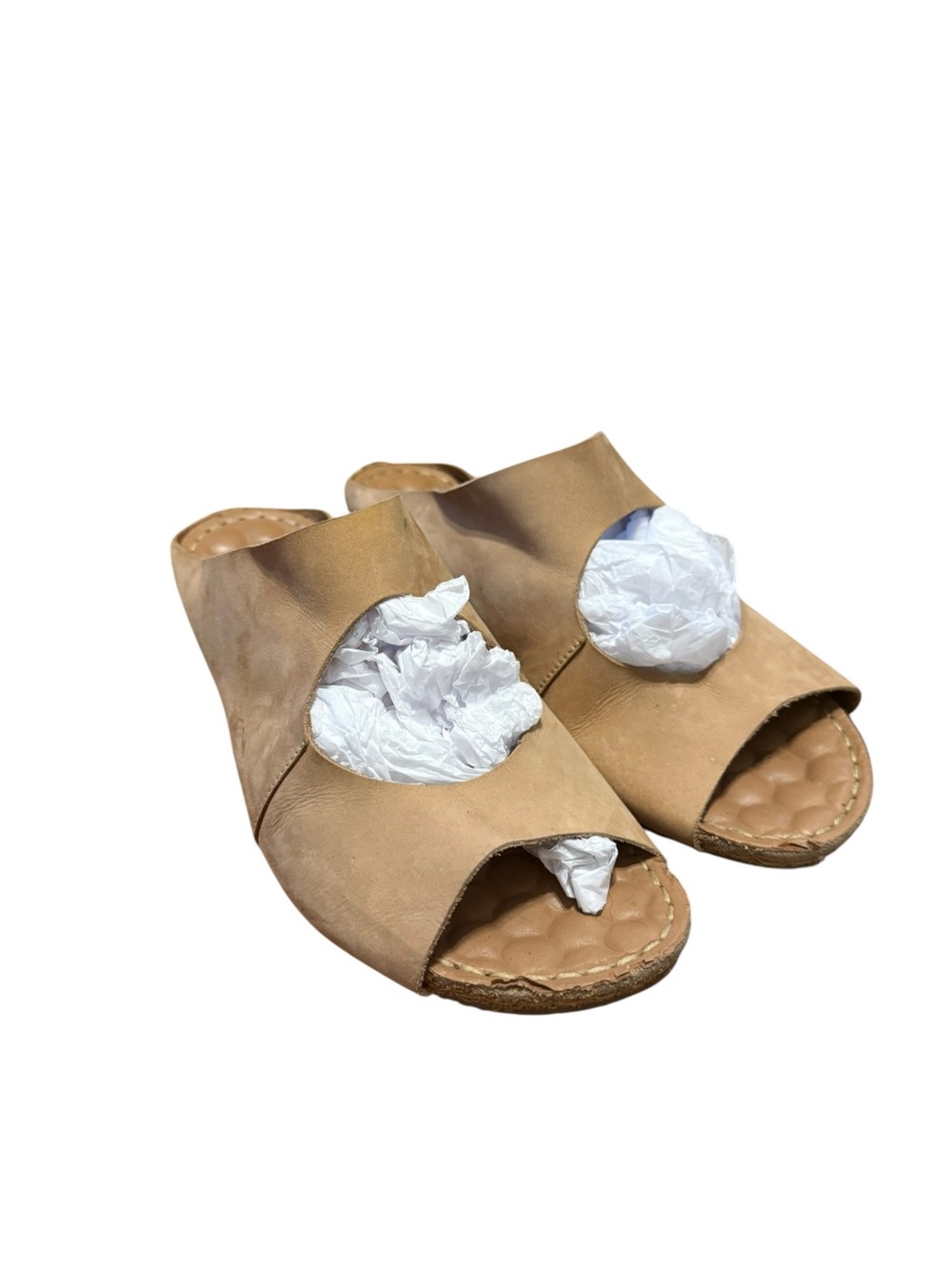 Klub Nico Gracey Tan Leather Slide Sandals Comfort Cushioned Padded